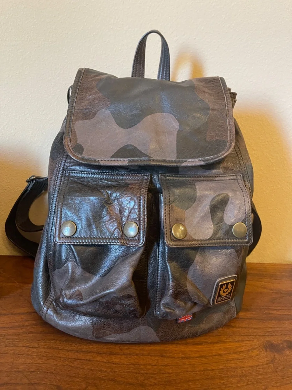 Belstaff Roadmaster Camouflage Leather Backpack New! Retail $428